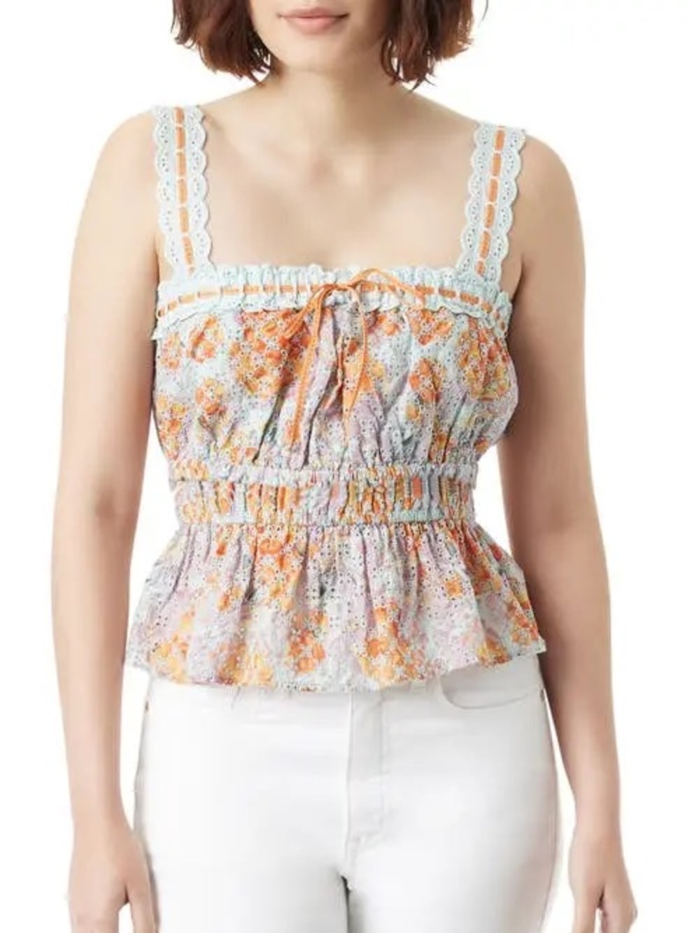 SAM EDELMAN Doria Eyelet Peplum Tank NWT